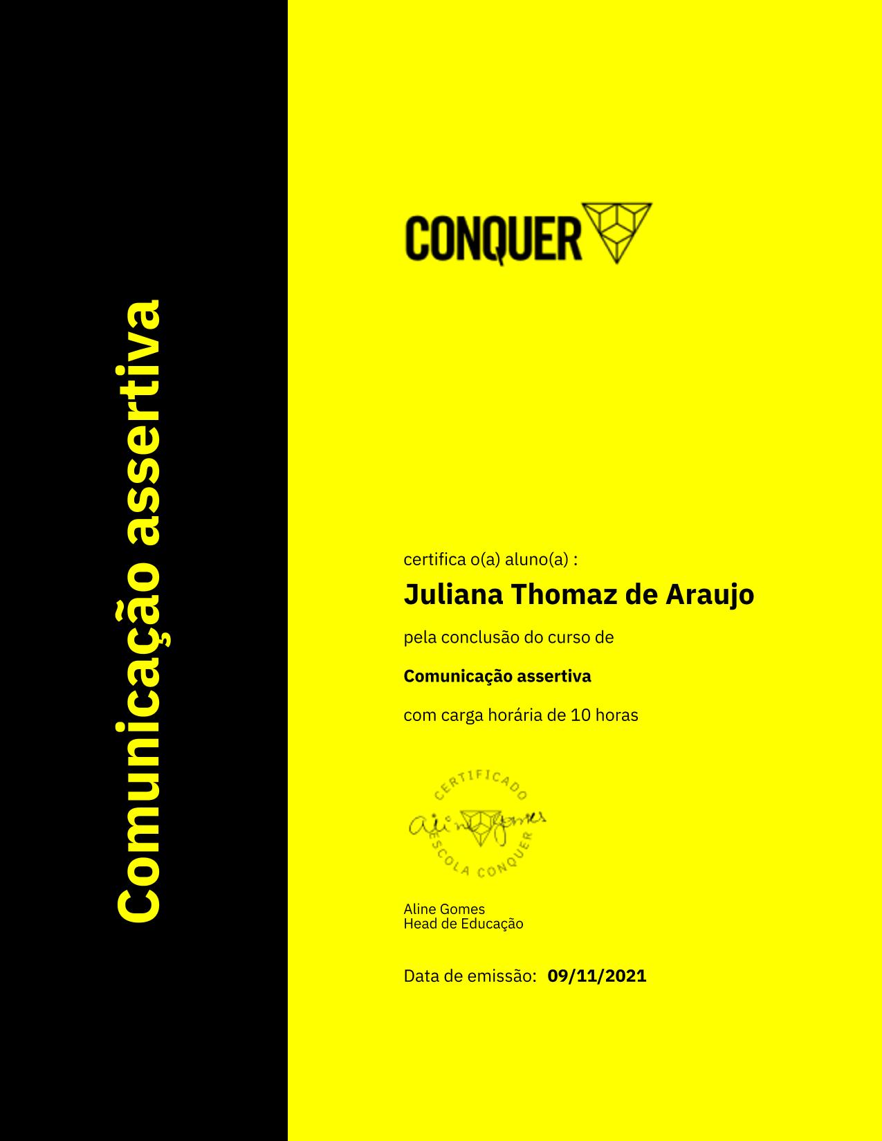 Certificado de Comunicação assertiva